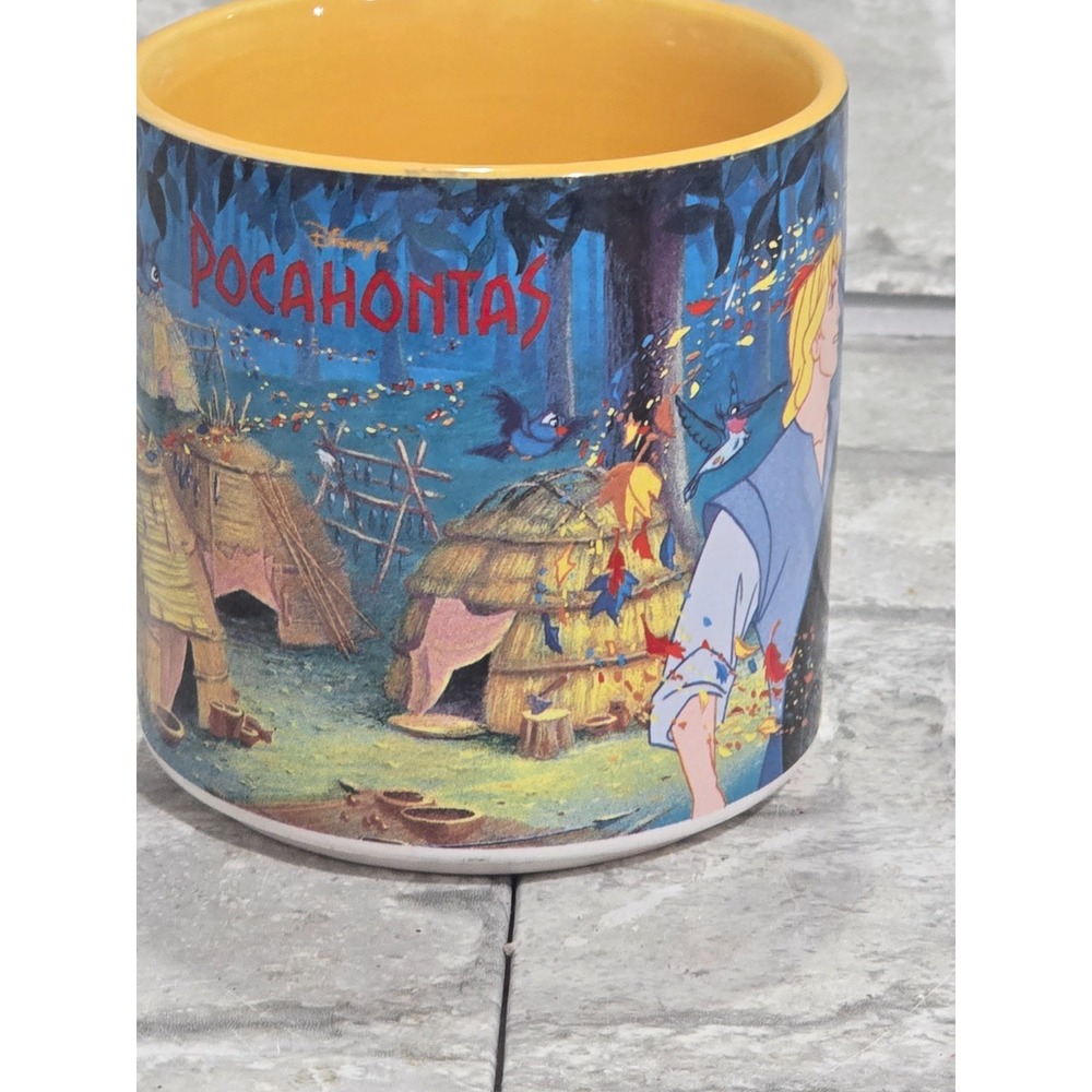 Vtg. 90's Disney Store Pocahontas Movie Coffee Mug Small Chip Handle - Picture 4 of 9